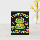 I Survived Six Seven Days Of School Cute Frog Stud カード (黄色い花)