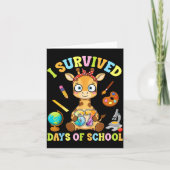 I Survived Six Seven Days Of School Cute Giraffe S カード (正面)