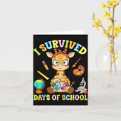 I Survived Six Seven Days Of School Cute Giraffe S カード (黄色い花)