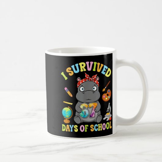 I Survived Six Seven Days Of School Cute Hip Stude コーヒーマグカップ (右)