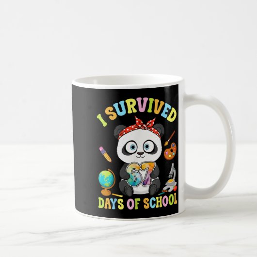 I Survived Six Seven Days Of School Cute Panda Stu コーヒーマグカップ (右)