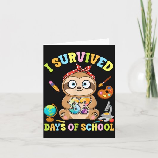 I Survived Six Seven Days Of School Cute Sloth Stu カード (正面)