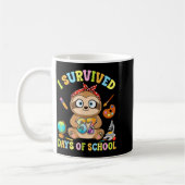 I Survived Six Seven Days Of School Cute Sloth Stu コーヒーマグカップ (左)