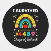 I Survived Square Root 4489 67 Days Of School Math ラウンドシール (正面)