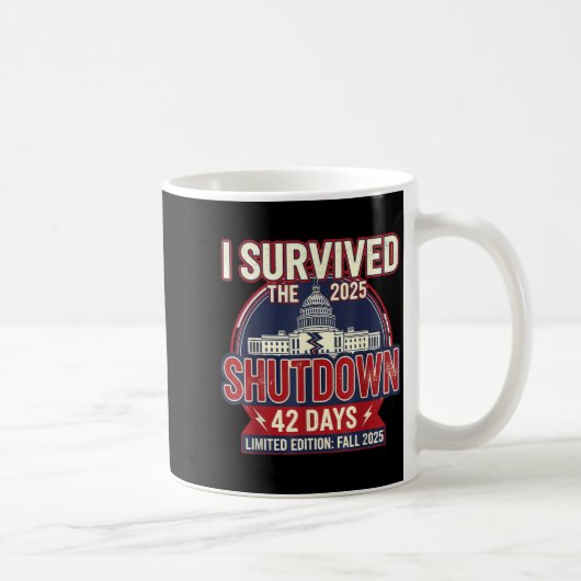 I Survived The 2025 Shutdown Funny Litical Quote コーヒーマグカップ (右)