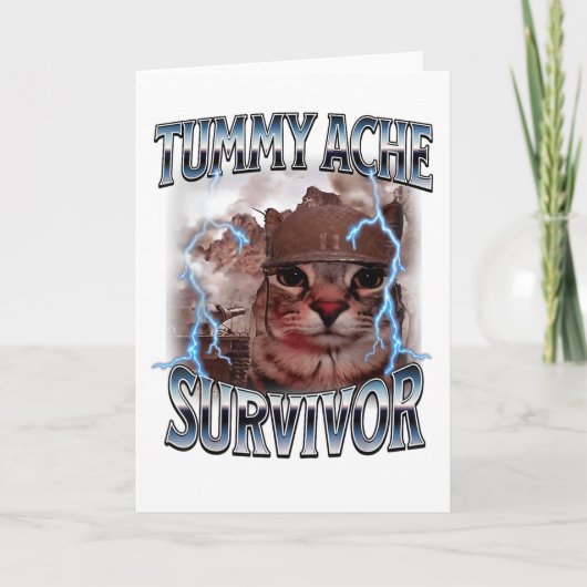 I Survived Today's Tummy Ache Folded Greeting Card カード (正面)
