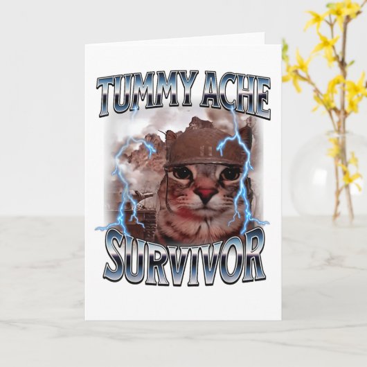 I Survived Today's Tummy Ache Folded Greeting Card カード (黄色い花)