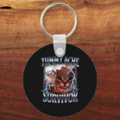 I Survived Today's Tummy Ache Survivor Funny Cat M キーホルダー (正面)