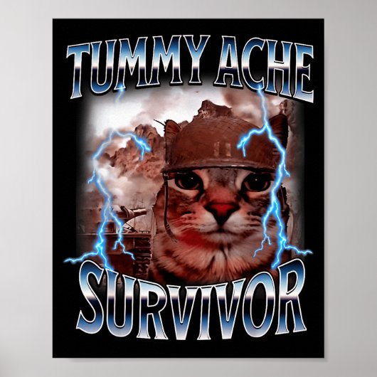 I Survived Today's Tummy Ache Survivor Funny Cat M ポスター (正面)