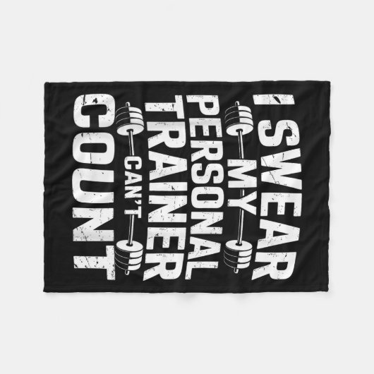 I Swear My Trainer Can’t Count Funny Gym Sarcasm フリースブランケット (正面(横))