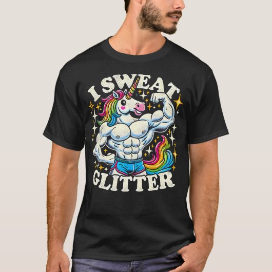 I Sweatグリッター-おもしろい Gym Shirts Tシャツ (正面)