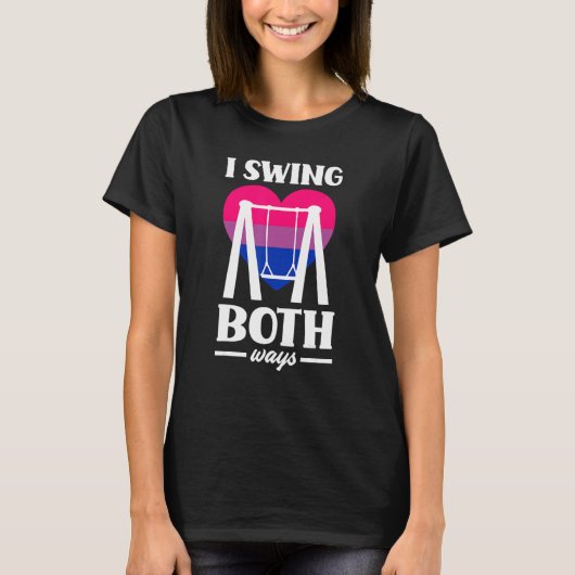 I Swing Both Ways おもしろい BiプライドフラグBisexual Tシャツ (正面)