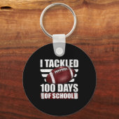 I Tackled 100 Day Of School Football 100th Days Te キーホルダー (正面)