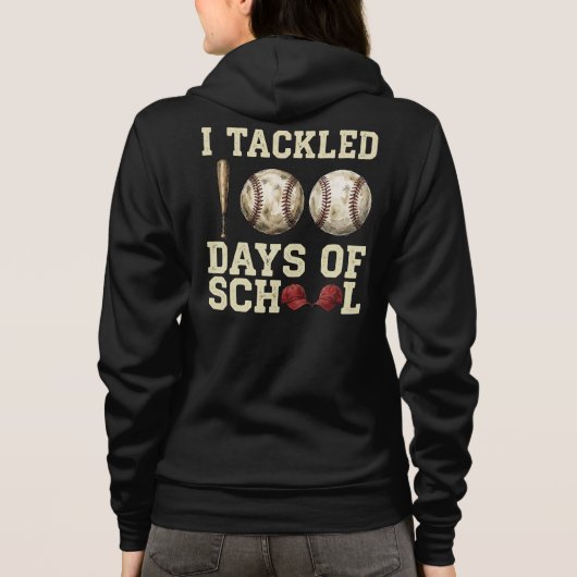 I Tackled 100 Days of School, Baseball Design パーカ (裏面)
