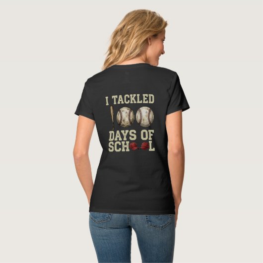 I Tackled 100 Days of School, Baseball Design Tシャツ (裏面フル)