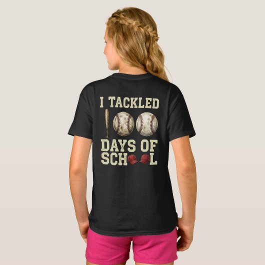 I Tackled 100 Days of School, Baseball Design Tシャツ (裏面フル)