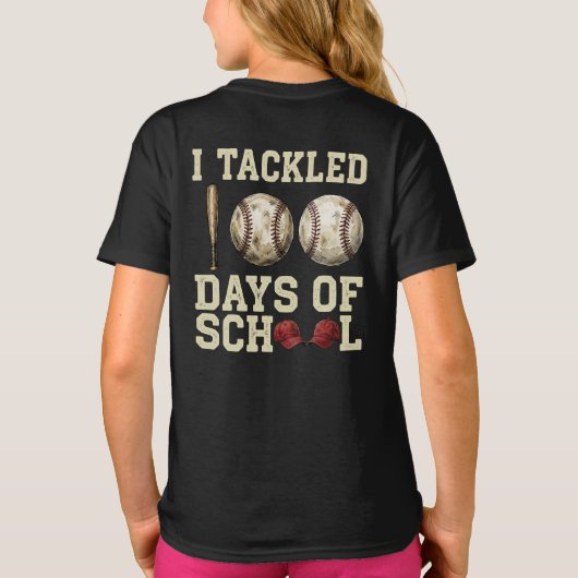 I Tackled 100 Days of School, Baseball Design Tシャツ (裏面)
