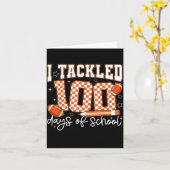 I Tackled 100 Days Of School Football Boy Girl Tea カード (黄色い花)