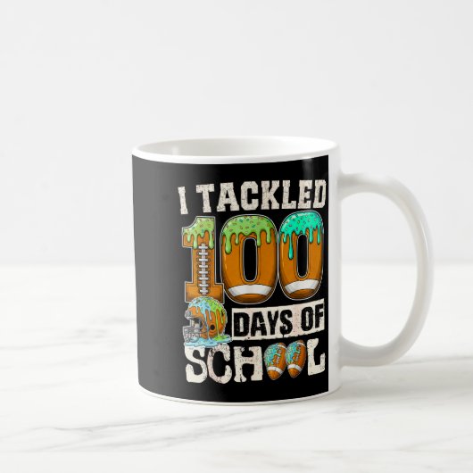 I Tackled 100 Days Of School Football Ice Cream Dr コーヒーマグカップ (右)