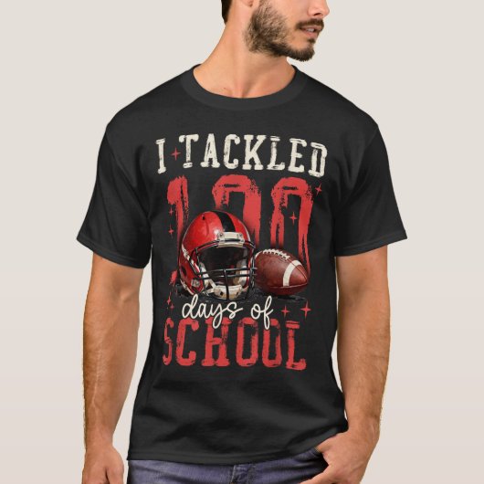 I Tackled 100 Days Of School Football Men Boy Kid  Tシャツ (正面)