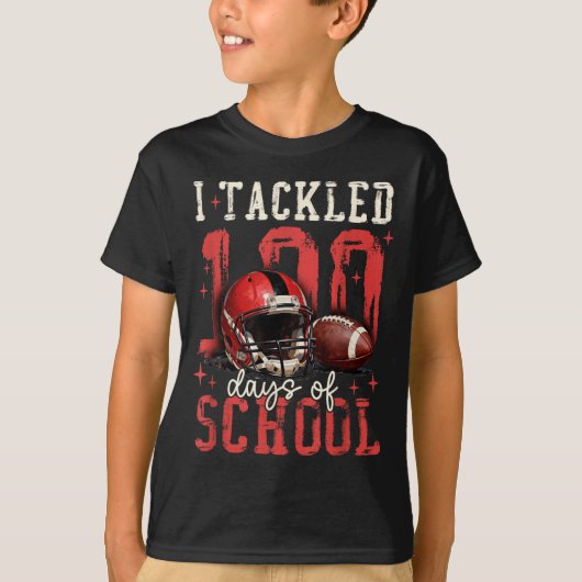 I Tackled 100 Days Of School Football Men Boy Kid  Tシャツ (正面)
