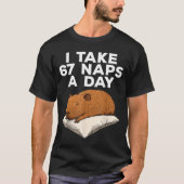 I Take 67 Naps A Day Funny Capybara Six Seven Meme Tシャツ (正面)