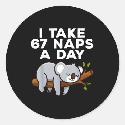 I Take 67 Naps A Day Funny Koala Six Seven Meme  ラウンドシール (正面)
