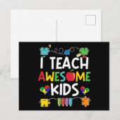 I Teach Awesome Kids shirt Autism Awareness puzzle ポストカード (正面/裏面)