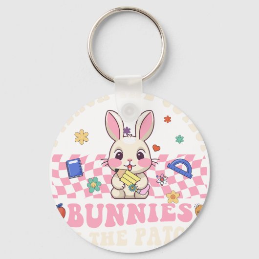 i teach the cutest bunnie in the patch, retro, vin キーホルダー (正面)