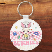 i teach the cutest bunnie in the patch, retro, vin キーホルダー (正面)