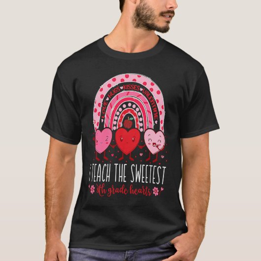 I Teach The Sweetest 8th Grade Hearts Teachers Val Tシャツ (正面)