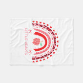 I Teach The Sweetest Hearts Rainbow Teacher Valent フリースブランケット (正面(横))