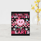 I Teach The Sweetest Little Heart Teacher Valentin カード (黄色い花)