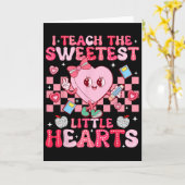 I Teach The Sweetest Little Heart Teacher Valentin カード (黄色い花)