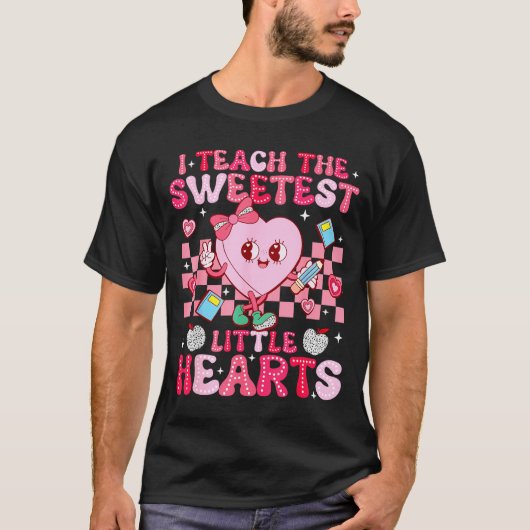 I Teach The Sweetest Little Heart Teacher Valentin Tシャツ (正面)