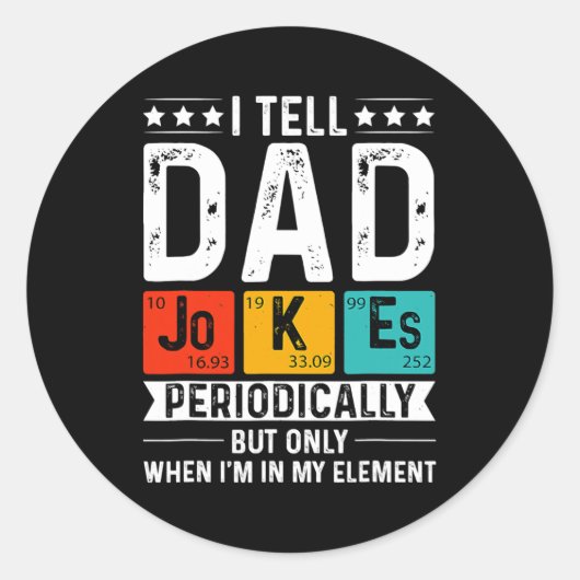 I Tell Dad Jokes Periodically Fun Chemistry Kid ラウンドシール (正面)