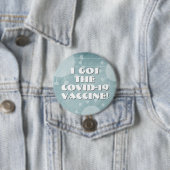 I the 得 Covid-19 Vaccineティール（緑がかった色）ストライプの グランジ 缶バッジ (インサイチュ)