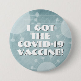 I the 得 Covid-19 Vaccineティール（緑がかった色）ストライプの グランジ 缶バッジ