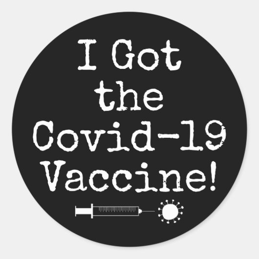I the 得 Covid-19 Vaccine シンプル Black ラウンドシール (正面)