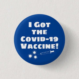 I the 得 Covid-19 Vaccine 予測できなシンプル Blue 缶バッジ