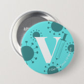 I the 得 Covid-19 Vaccine Light Aqua 缶バッジ (正面&裏面)