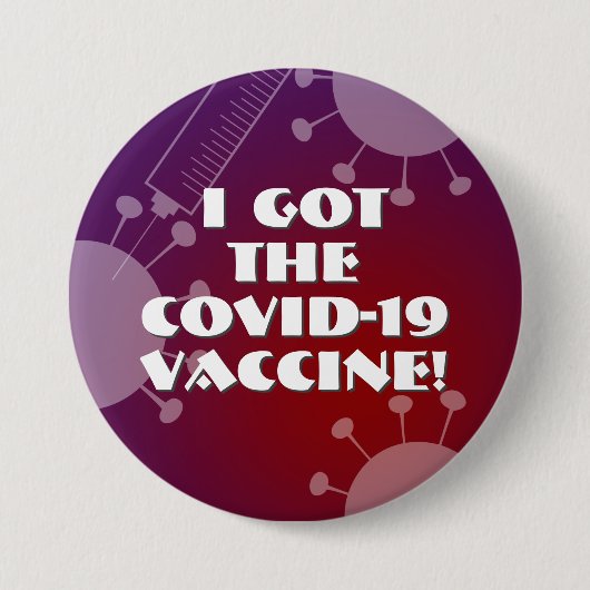 I the 得 Covid-19 Vaccine Purple & Red グラデーション 缶バッジ (正面)