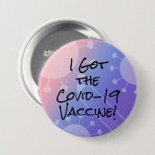 I the Covid-19 得 Vaccine Pink & Purple グラデーション 缶バッジ (正面&裏面)