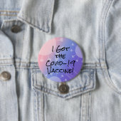 I the Covid-19 得 Vaccine Pink & Purple グラデーション 缶バッジ (インサイチュ)