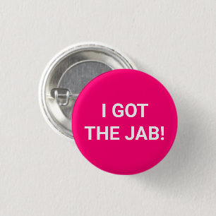I the Jab hot得 pink明るい赤紫色予防接種 缶バッジ