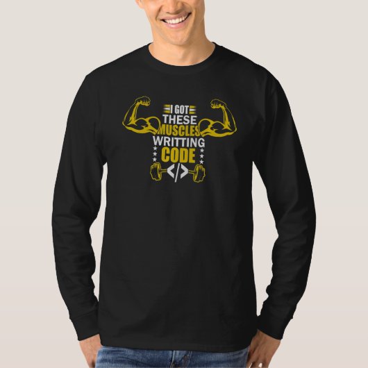 I These 得 Muscles's Code 書 Programmer Coder Tシャツ (正面)