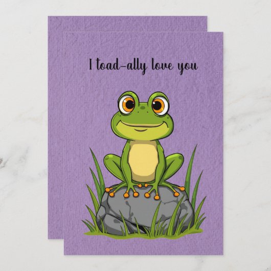 I toad-ally love you - Cartoon toad on a rock シーズンカード (正面/裏面)