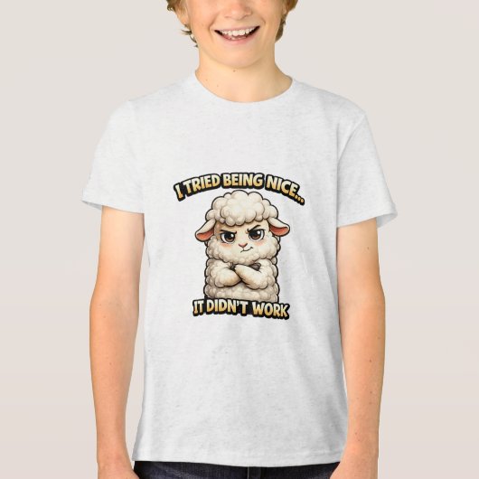 "I Tried Being Nice… It Didn’t Work" (Angry Sheep) トライブレンドＴシャツ (正面)