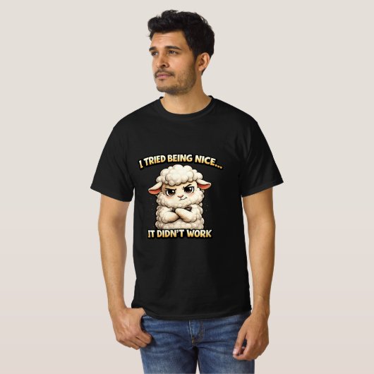 "I Tried Being Nice… It Didn’t Work" (Angry Sheep) Tシャツ (正面フル)