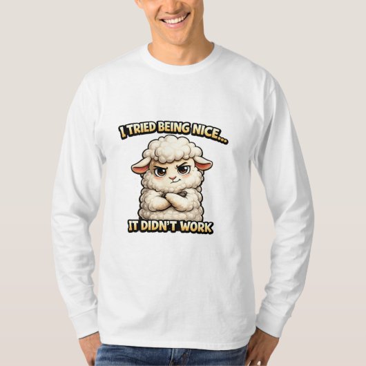 "I Tried Being Nice… It Didn’t Work" (Angry Sheep) Tシャツ (正面)